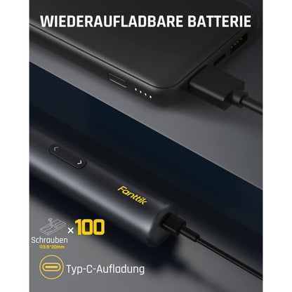 Fanttik NEX S1 Capsule 3,7 V Akkuschrauber, 5Nm Max Akku Schraubendreher, 320 U/min, S2 Magnetbits mit 1/4 Zoll Sechskant, LED-Licht, 5Pcs Doppelseitige Stahl-Bits für Möbel, Haushaltsgeräte