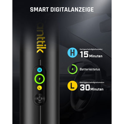 Fanttik Slim V10 Apex Kabelloser 4-in-1 Auto & Mini-Handstaubsauger mit 19000 Pa Saugkraft, Smarter Digitalanzeige und 2 Saugmodi für Auto, Büro & Tastaturen