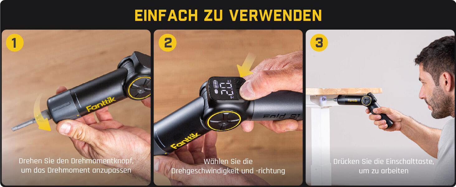 Fanttik Fold S1 APEX 3,7 V Akkuschrauber, elektrischer Schraubendreher, Bildschirminteraktion, Schwenkgriff, Optionen für hohe/niedrige Drehzahl, max 7 Nm, 1/4 Zoll Sechskant, Ideas DIY Tool