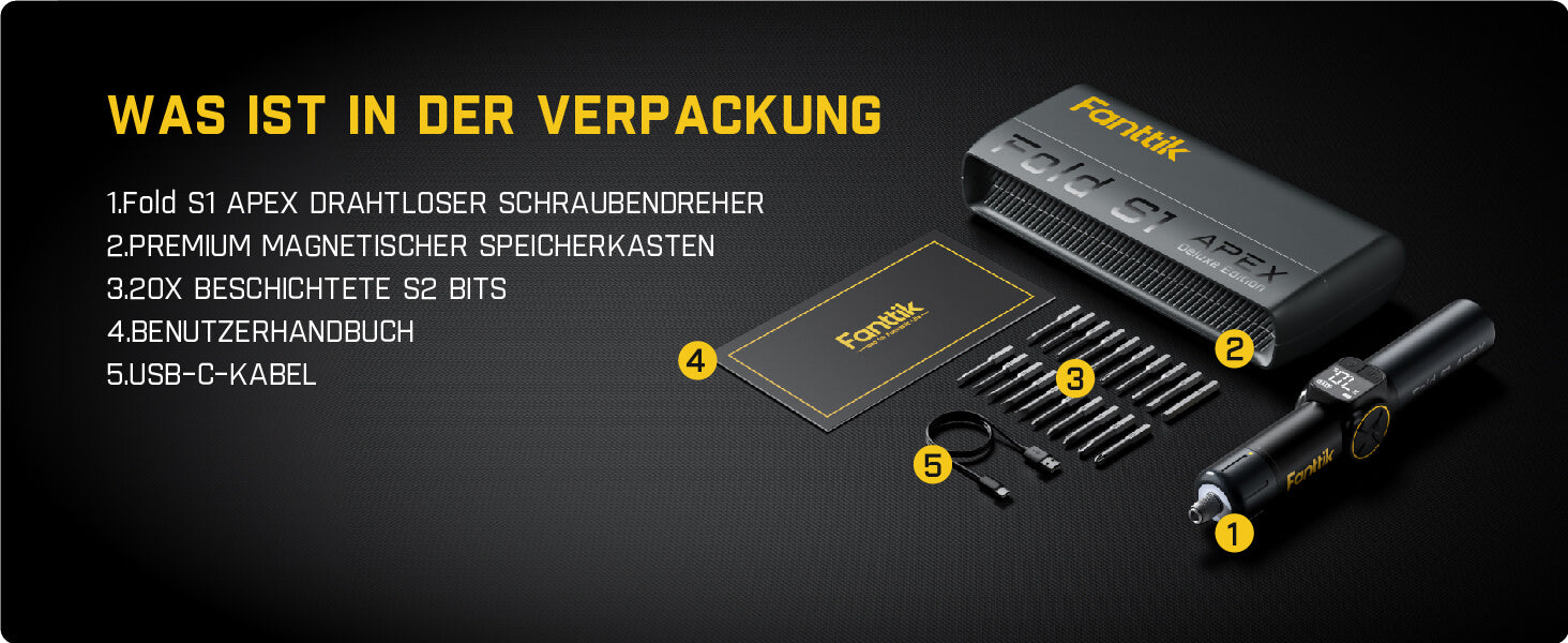 Fanttik Fold S1 APEX 3,7 V Akkuschrauber, elektrischer Schraubendreher, Bildschirminteraktion, Schwenkgriff, Optionen für hohe/niedrige Drehzahl, max 7 Nm, 1/4 Zoll Sechskant, Ideas DIY Tool