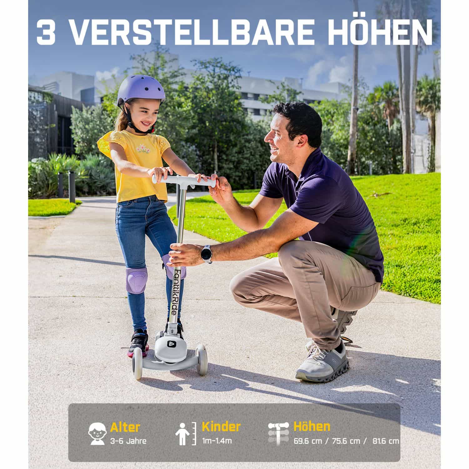 FanttikRide K9 Pro Elektroroller für Kinder 3-6 Jahren, Höhenverstellbar für Fahrer von 1,0-1,4 m, 40 kg, bis 40 Min Fahrzeit, 6 km Reichweite, KI & 2 Maximalgeschwindigkeiten 6/10 km/h