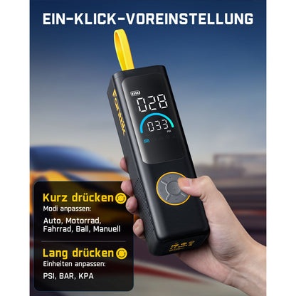 Fanttik X9 APEX 150 PSI Tragbare Elektrische Luftpumpe, 35s schnelles Aufpumpen, kabelloser Kompressor mit Licht und Powerbank, Wiederaufladbare Reifenpumpe für SUV, Auto, Motorrad, Fahrrad, Ball