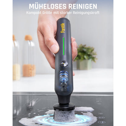 Fanttik G9 Nano Elektrischer Spin Scrubber, kabellose Fugenbürste, Typ-C-Ladung, LED-Anzeige, IPX7, 8 Aufsätze für Fugen, Ecken – Schwarz