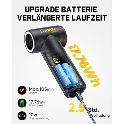 Der B11 Pro verfügt über eine verbesserte Batterie mit 17,76 Wh Akkukapazität.

- Maximale Laufzeit: bis 105 Minuten
- Eingangsleistung: 10 W
- Vollständige Aufladung dauert nur 2,5 Stunden.
Die transparente Darstellung im Bild zeigt die integrierten Akkus und die Ladefunktion über USB-C.