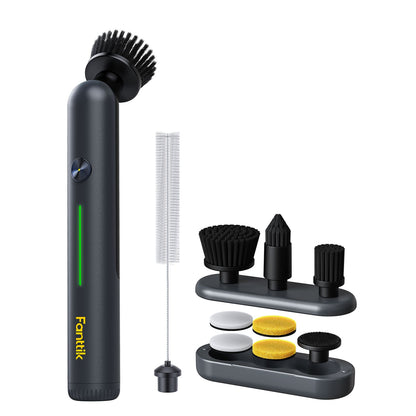 Fanttik G9 Nano Elektrischer Spin Scrubber, kabellose Fugenbürste, Typ-C-Ladung, LED-Anzeige, IPX7, 8 Aufsätze für Fugen, Ecken – Schwarz