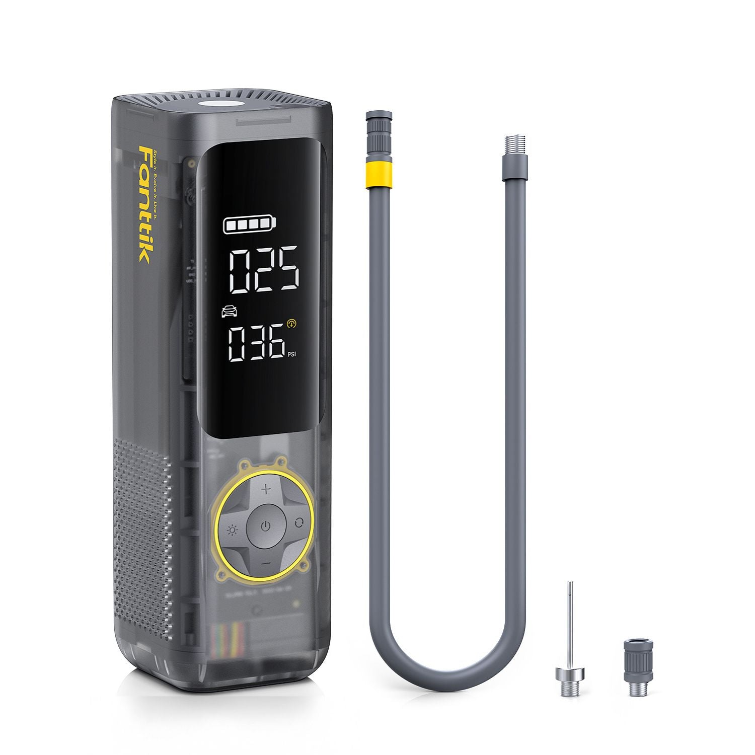 Fanttik X8 APEX Tragbare Elektronische Luftpumpe 12V mit 7800mAh, 10,3BAR / 150PSI Elektrischer Kompressor 2X Schneller, Dualer Bildschirm mit LED, für Auto, E-Bike, Motorrad, Ball