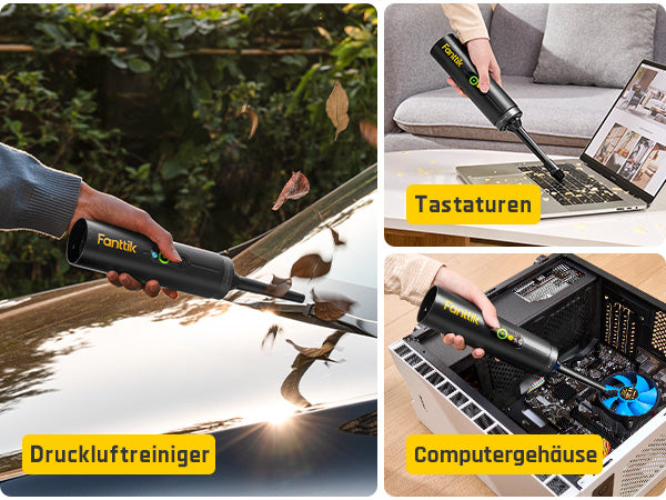 Fanttik Slim V10 Apex Kabelloser 4-in-1 Auto & Mini-Handstaubsauger mit 19000 Pa Saugkraft, Smarter Digitalanzeige und 2 Saugmodi für Auto, Büro & Tastaturen