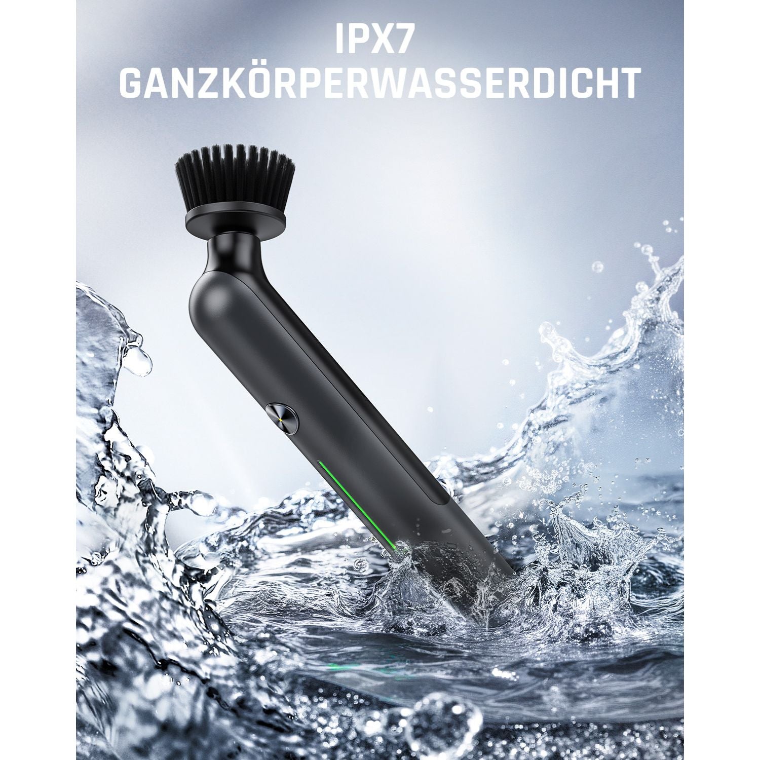 Fanttik G9 Nano Elektrischer Spin Scrubber, kabellose Fugenbürste, Typ-C-Ladung, LED-Anzeige, IPX7, 8 Aufsätze für Fugen, Ecken – Schwarz