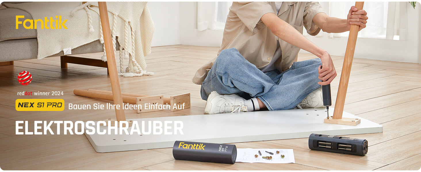 Fanttik S1 Pro 3.7V Magnetische Electric Screwdriver, Leistungsstarkes-Schraubendreher-Set mit 16 Bits, Einstellbare 3 Drehmomente bis zu 6 Nm, 2000-mAh-Akku, Geeignet für die Möbel/Computerreparatur