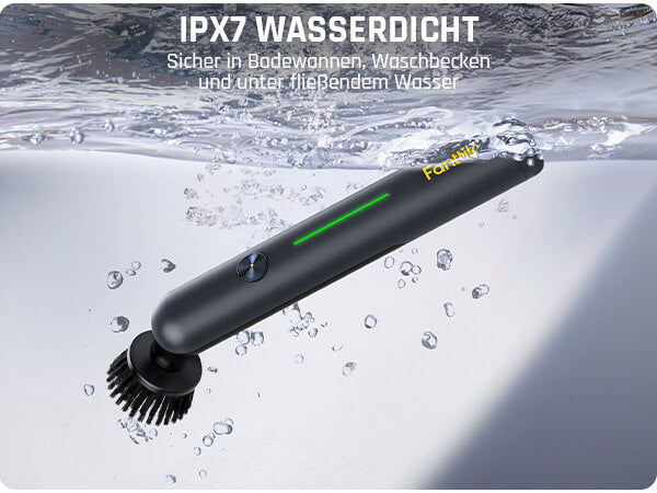 Fanttik G9 Nano Elektrischer Spin Scrubber, kabellose Fugenbürste, Typ-C-Ladung, LED-Anzeige, IPX7, 8 Aufsätze für Fugen, Ecken – Schwarz