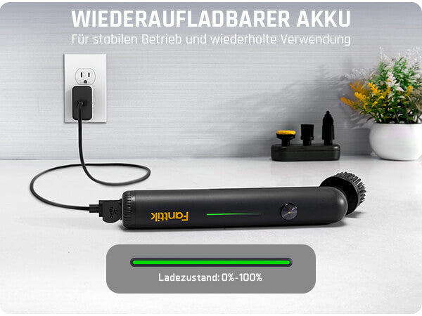 Fanttik G9 Nano Elektrischer Spin Scrubber, kabellose Fugenbürste, Typ-C-Ladung, LED-Anzeige, IPX7, 8 Aufsätze für Fugen, Ecken – Schwarz