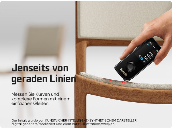 Dank der integrierten Radrolle misst der Laser-Entfernungsmesser nicht nur gerade Strecken. Ein einfaches Gleiten über Oberflächen erlaubt die präzise Erfassung von Kurven, Bögen und komplexen Formen, weit über geradlinige Messungen hinaus.