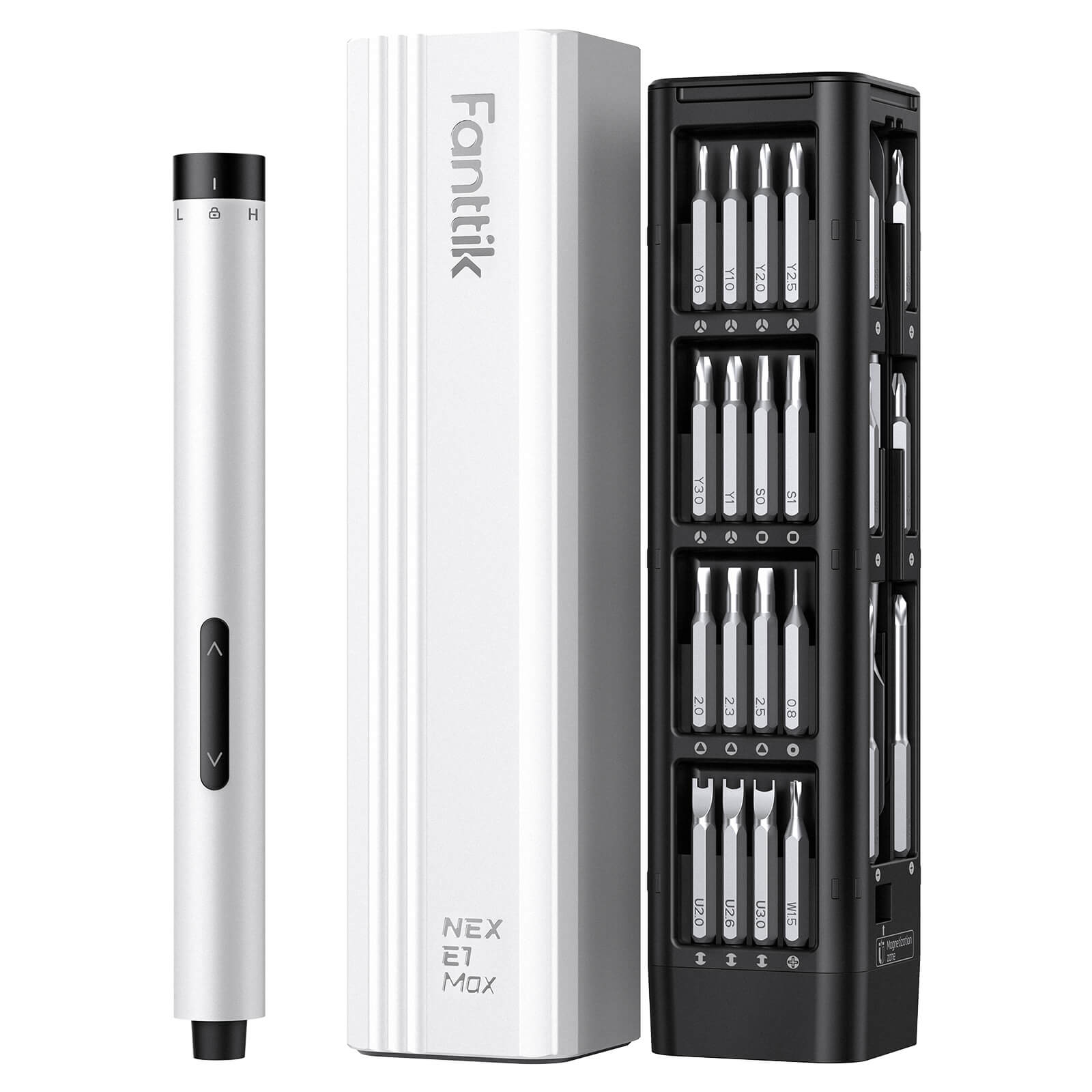 Fanttik E1 Max Mini Elektro Schraubendreher Set, 50 in 1 Magnetische Präzisions-Schraubendreher Kit, 2 Gänge Drehmoment, 5/32 Zoll Sechskant, Geeignet für Reparatur für iPhone,Laptop, Brillen, Uhren