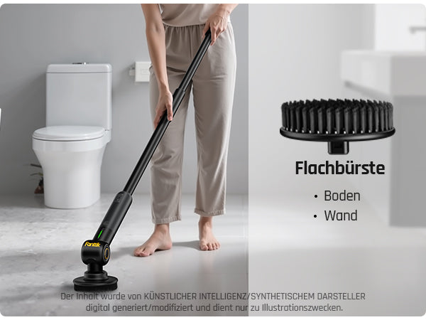 Fanttik Flip G9 Pro Elektrische Reinigungsbürste, VoltiPulse Motor, Dual-Speed, 6 Bürstenköpfe, Flexibler Winkel & Ausziehbarer Griff, IPX7 Wasserdicht, Typ-C Ladung für Boden, Fliesen, Fugen -Schwarz