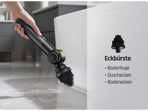 Fanttik Flip G9 Pro Elektrische Reinigungsbürste, VoltiPulse Motor, Dual-Speed, 6 Bürstenköpfe, Flexibler Winkel & Ausziehbarer Griff, IPX7 Wasserdicht, Typ-C Ladung für Boden, Fliesen, Fugen -Schwarz