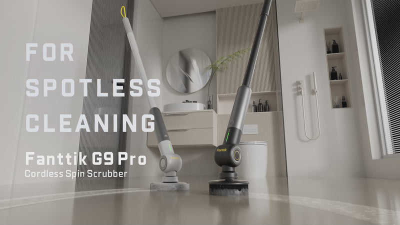 Fanttik Flip G9 Pro Elektrische Reinigungsbürste, VoltiPulse Motor, Dual-Speed, 6 Bürstenköpfe, Flexibler Winkel & Ausziehbarer Griff, IPX7 Wasserdicht, Typ-C Ladung für Boden, Fliesen, Fugen -Schwarz